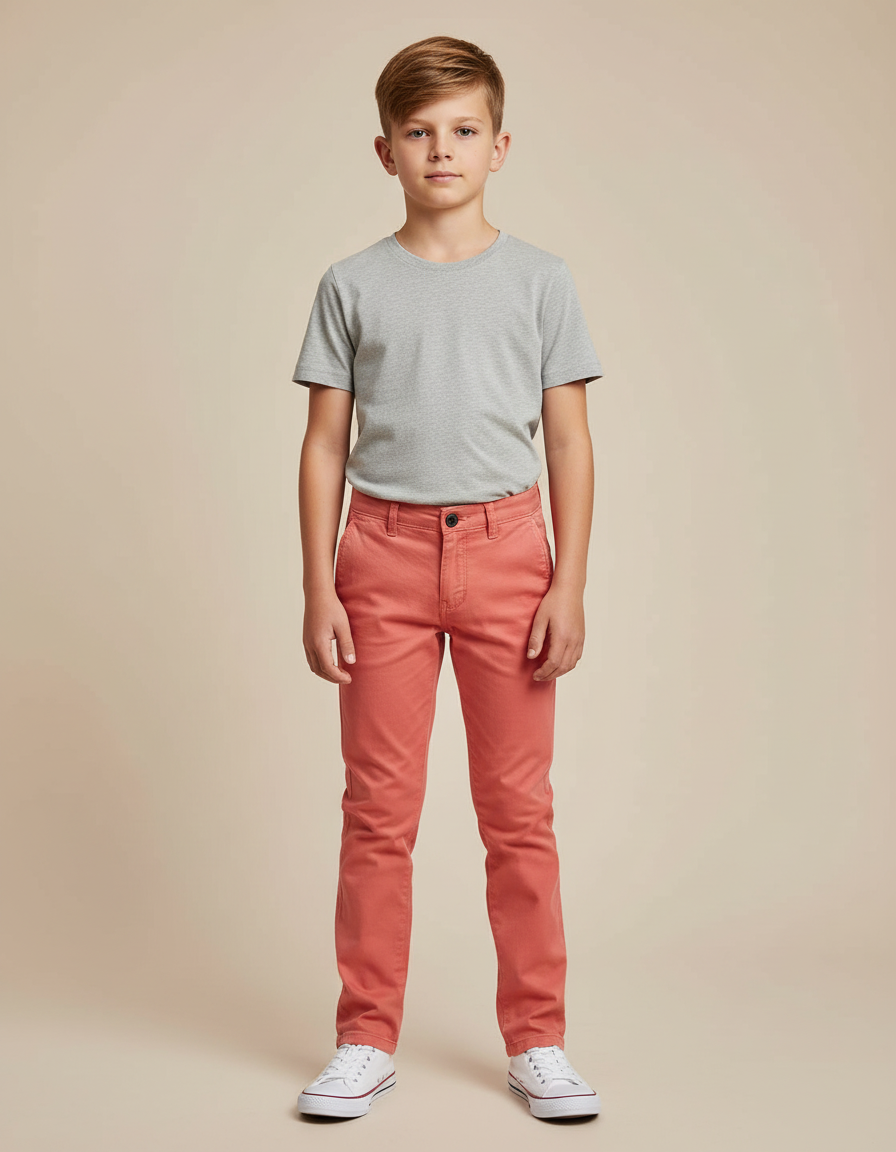 Pantalon Chino Rouge Garcon - Gabardine
