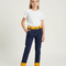 Pantalon Chino Bleu Marine Doublé Jaune Décontracté Enfant - Gabardine