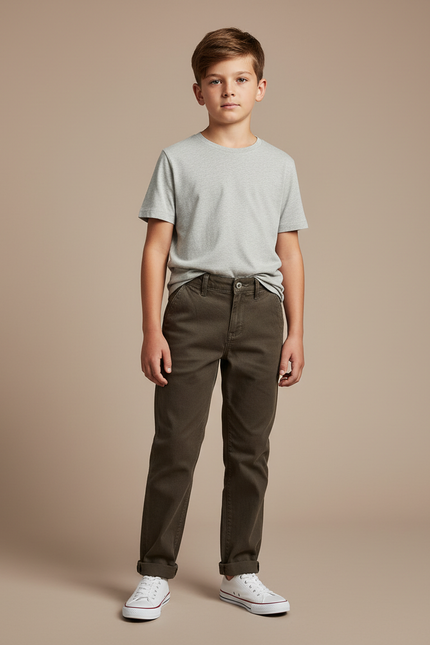 Pantalon Chino Kaki Coton Droite Enfant