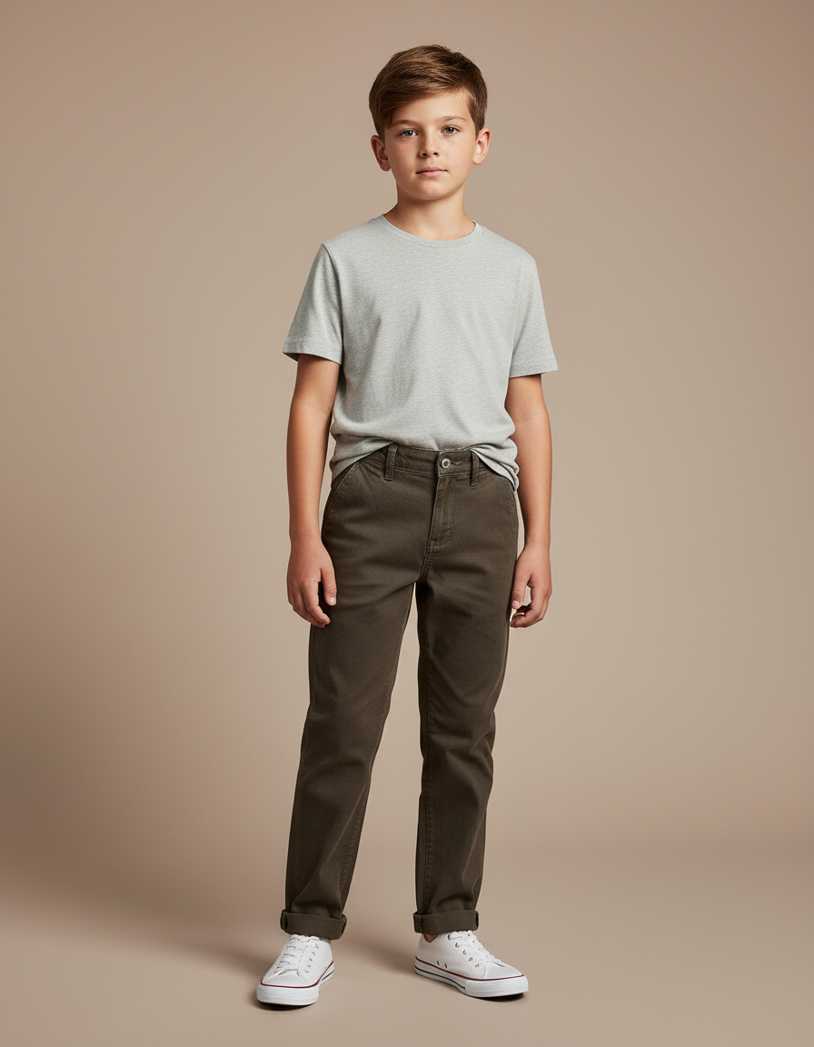 Pantalon Chino Kaki Coton Droite Enfant