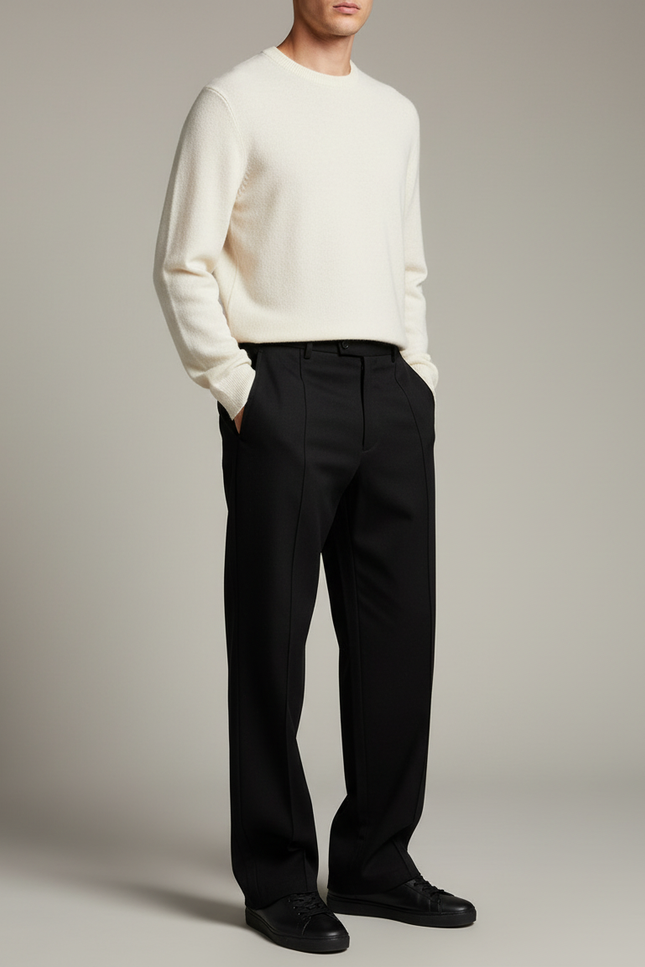 Pantalon Chino Noir Droit Homme Élégant Décontracté - Gabardine