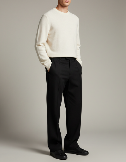 Pantalon Chino Noir Droit Homme Élégant Décontracté - Gabardine