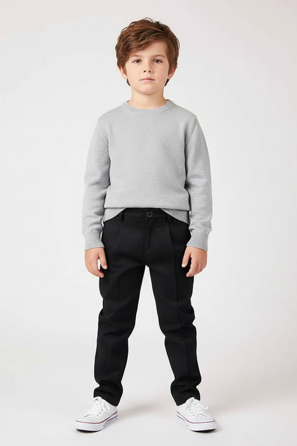 Pantalon Chino Noir Garçon Slim Coton Élégant