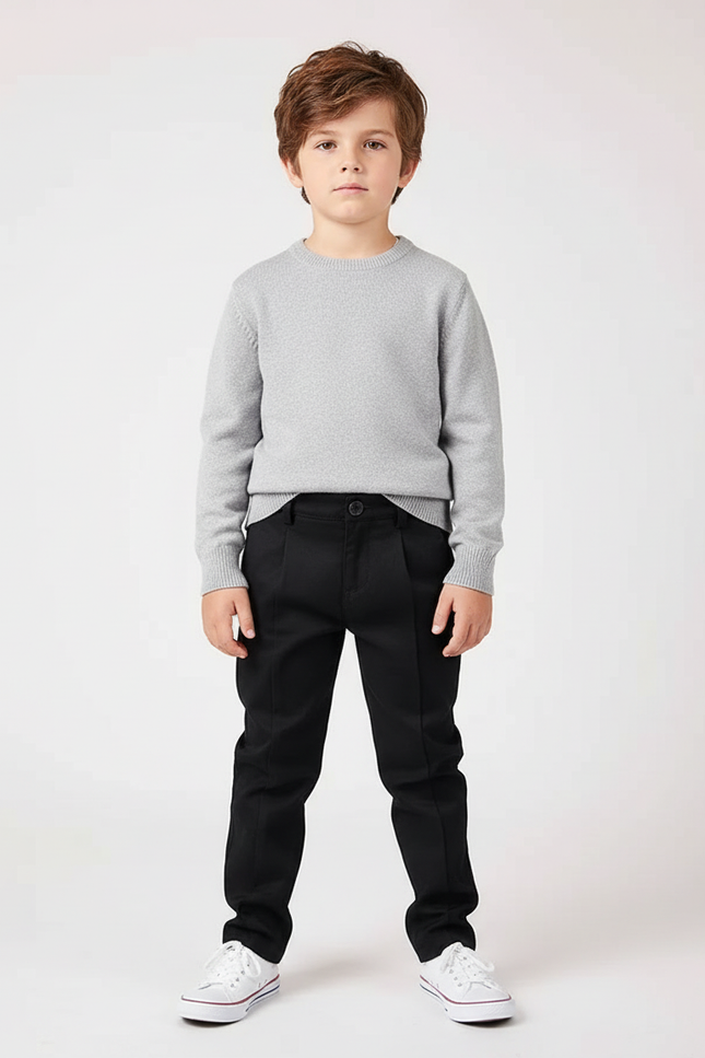 Pantalon Chino Noir Garçon Slim Coton Élégant