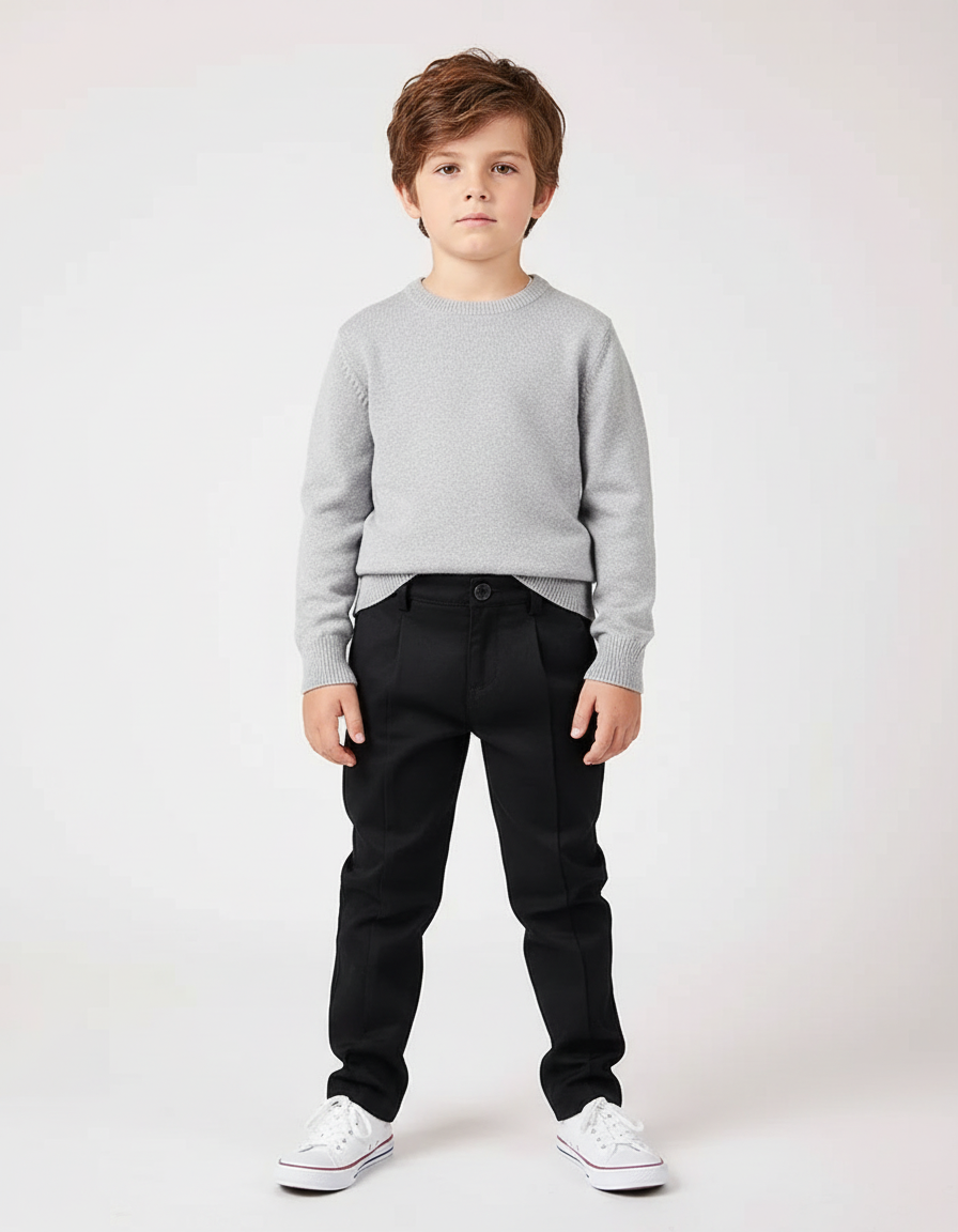 Pantalon Chino Noir Garçon Slim Coton Élégant