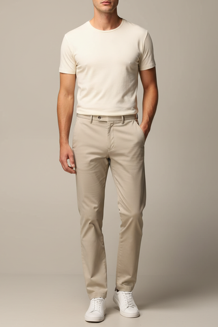 Chino Pantalon Beige Homme - Gabardine