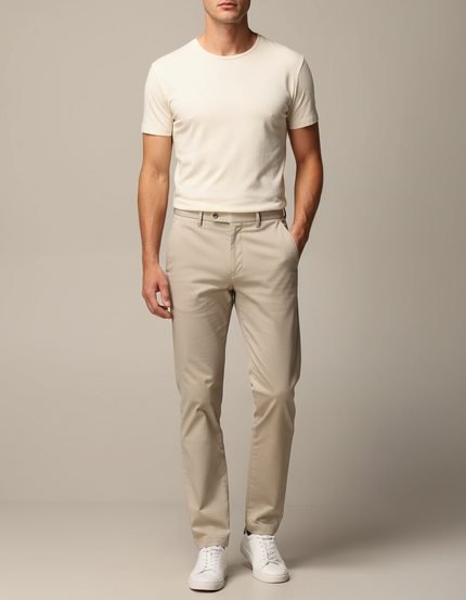 Chino Pantalon Beige Homme - Gabardine