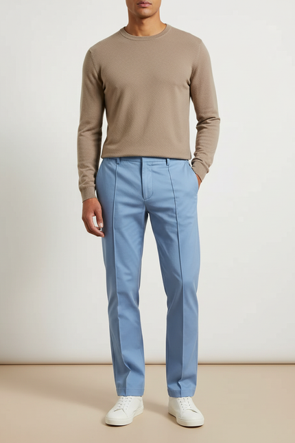 Pantalon Chino Bleu Clair Droit Décontracté Homme - Gabardine