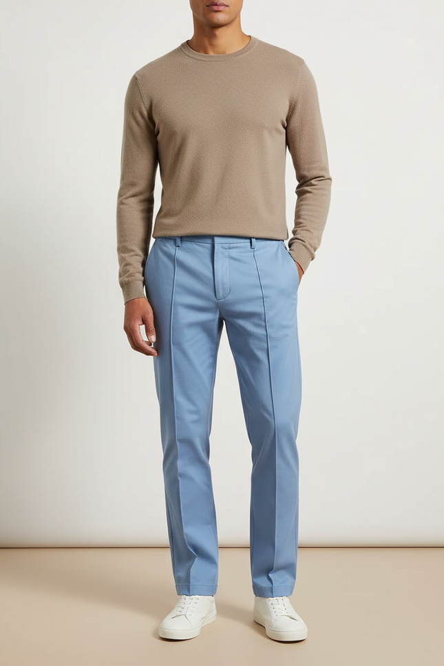 Pantalon Chino Bleu Clair Droit Décontracté Homme - Gabardine