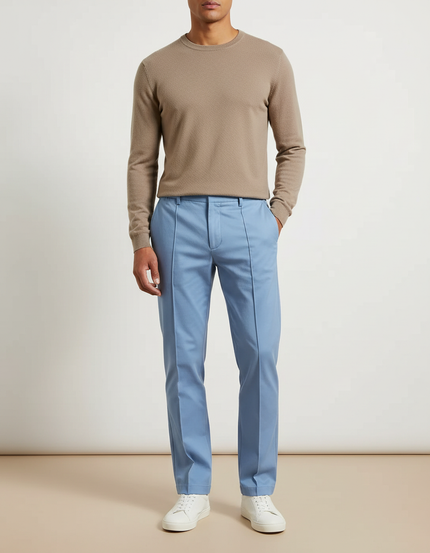 Pantalon Chino Bleu Clair Droit Décontracté Homme - Gabardine