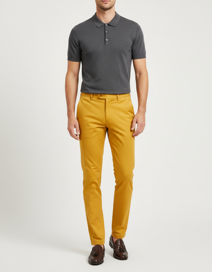 Pantalon Chino Moutarde Homme - Jaune Coton