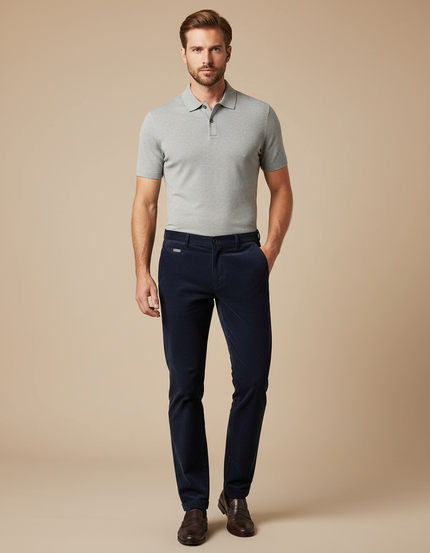 Pantalon Chino Bleu Marine Côtelé Slim Homme - Cordé