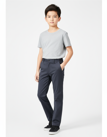 Pantalon Chino Bleu Marine Coton Slim Garçon - Polyester