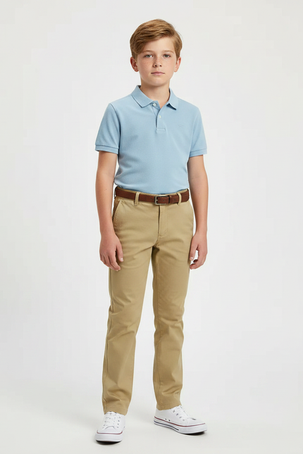 Pantalon Chino Kaki Coton Coupe Droite Enfant