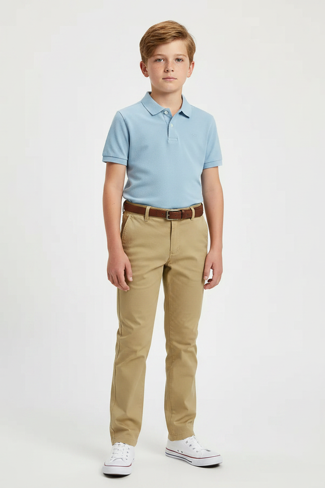 Pantalon Chino Kaki Coton Coupe Droite Enfant