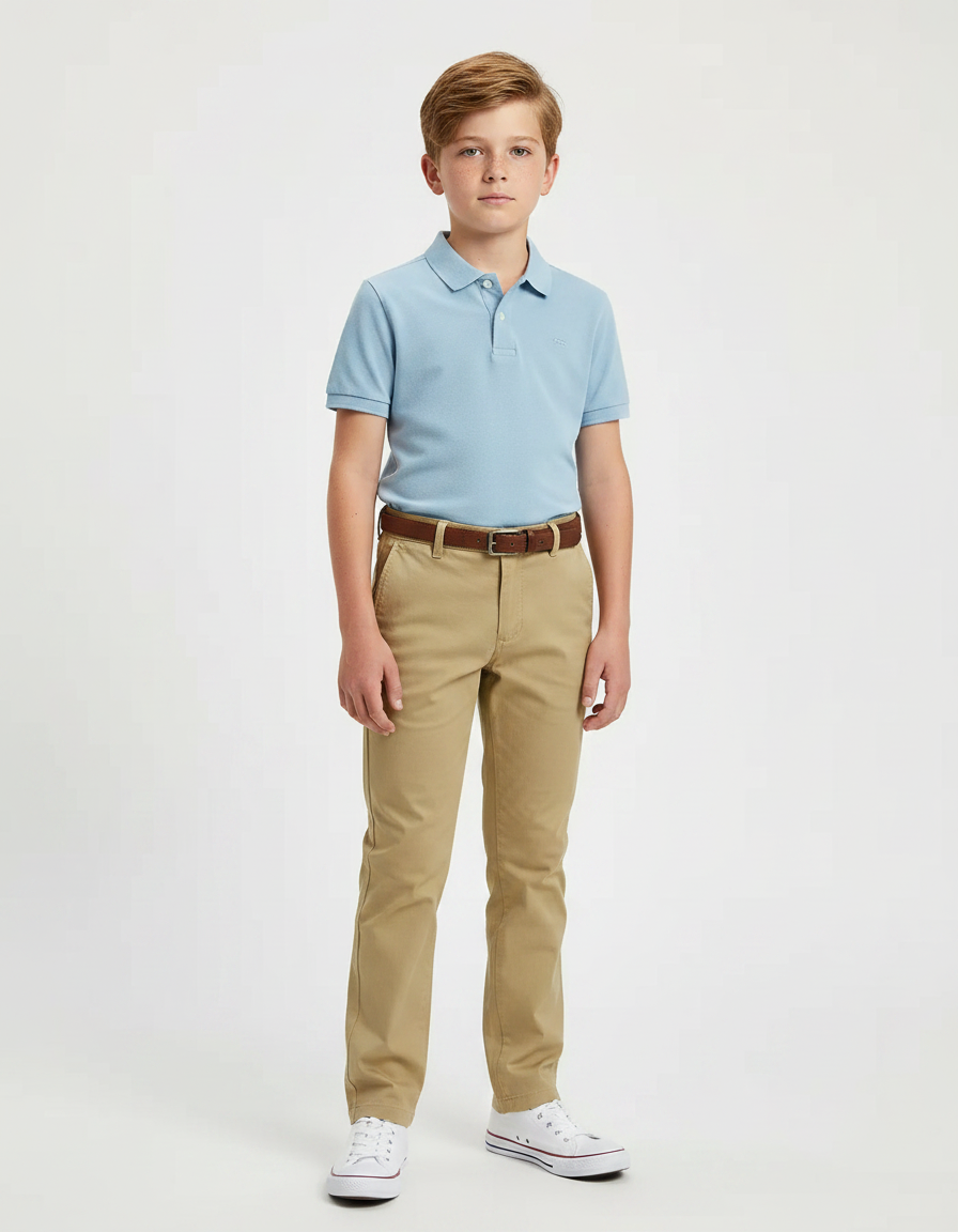 Pantalon Chino Kaki Coton Coupe Droite Enfant