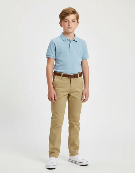 Pantalon Chino Kaki Coton Coupe Droite Enfant