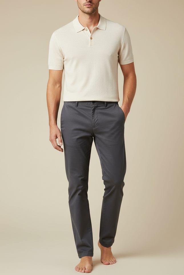 Pantalon Chino Gris Anthracite Coton Stretch Homme