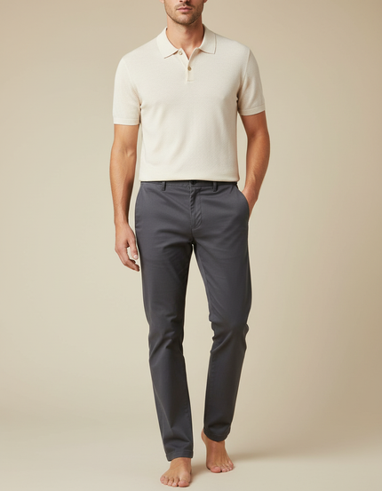 Pantalon Chino Gris Anthracite Coton Stretch Homme