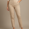 Pantalon Chino Beige Taille Haute Femme Élégant - Polyester