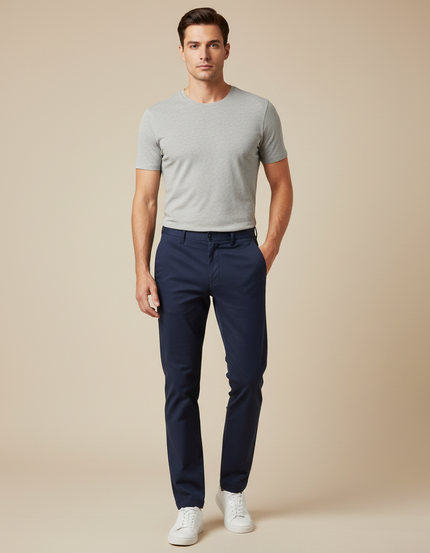 Pantalon Chino Bleu Marine Coton Homme Slim Fit
