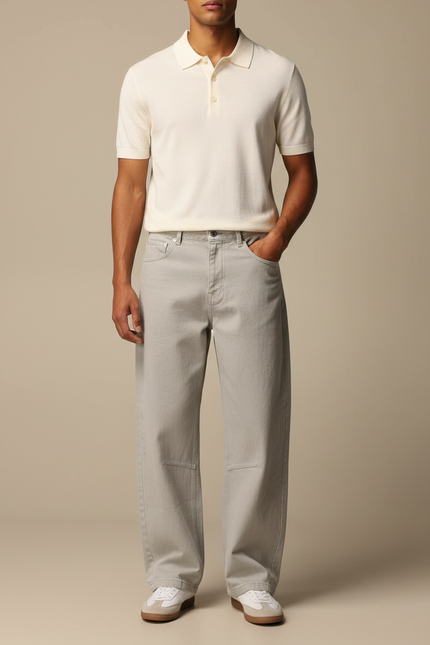 Pantalon Chino Homme Gris Coton Ample Décontracté