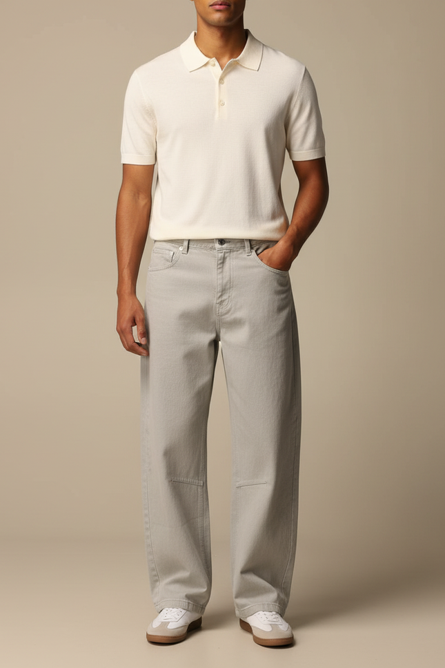 Pantalon Chino Homme Gris Coton Ample Décontracté