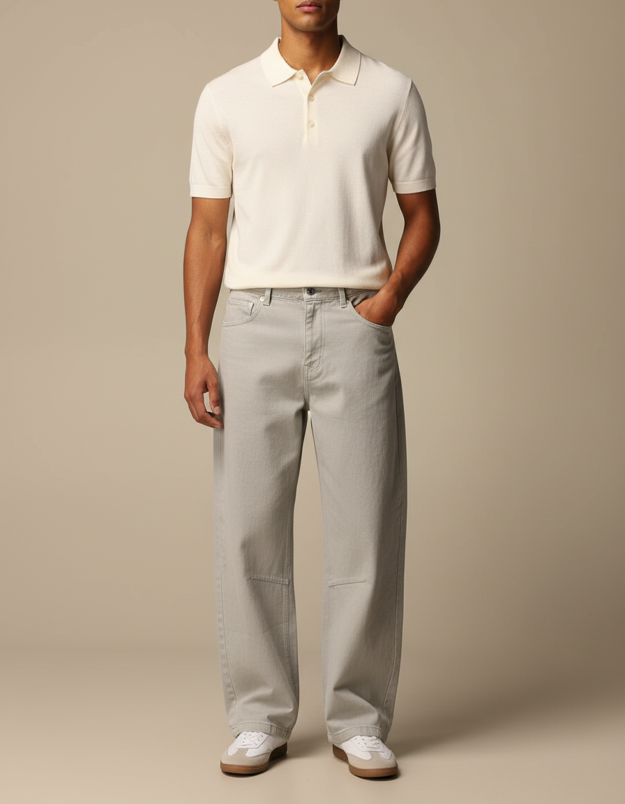 Pantalon Chino Homme Gris Coton Ample Décontracté
