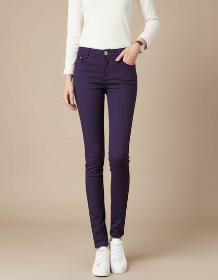 Pantalon Chino Femme Violet Skinny Confort Stretch - Coton