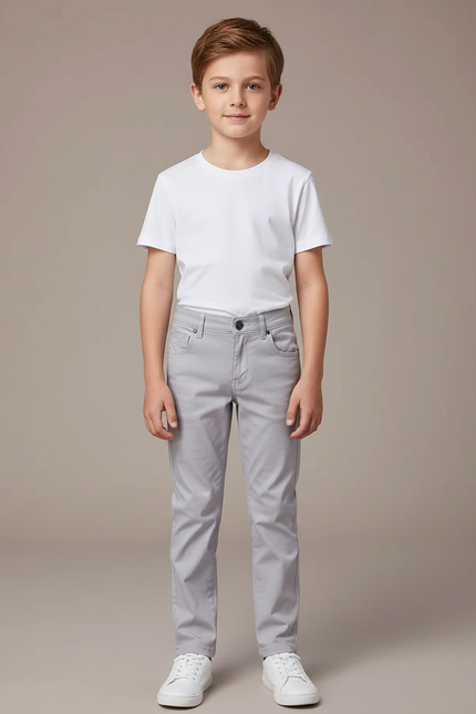 Pantalon Chino Gris Coton Slim Enfant