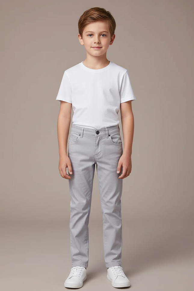 Pantalon Chino Gris Coton Slim Enfant