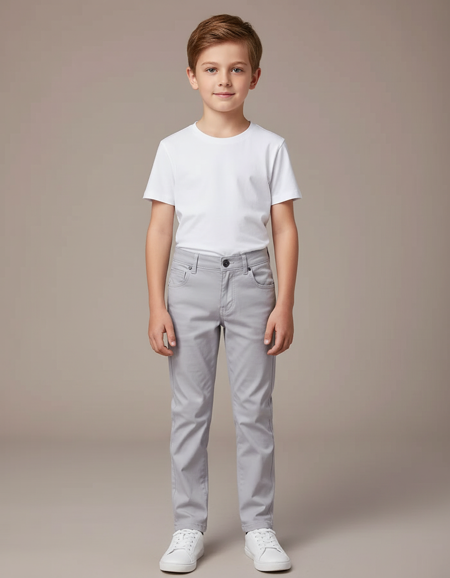Pantalon Chino Gris Coton Slim Enfant