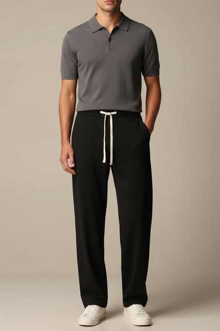 Pantalon Chino Noir Fluide Détente Homme - Maille