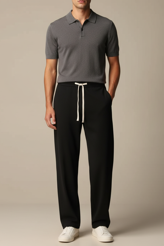 Pantalon Chino Noir Fluide Détente Homme - Maille