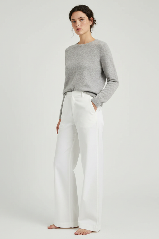 Pantalon Chino Blanc Ample Jambe Large Décontracté - Gabardine