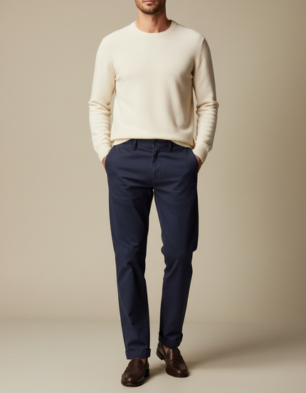 Pantalon Chino Marine Coton Ample Décontracté Homme