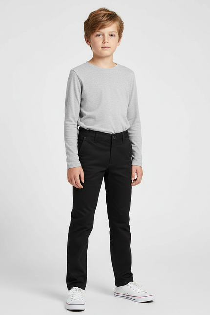 Pantalon Chino Noir Coton Slim Enfant Décontracté
