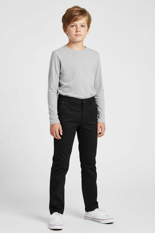 Pantalon Chino Noir Coton Slim Enfant Décontracté
