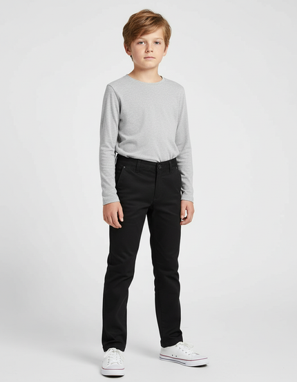Pantalon Chino Noir Coton Slim Enfant Décontracté