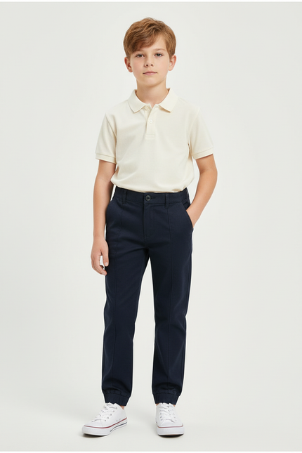 Pantalon Chino Bleu Marine Coton Jogger Enfant