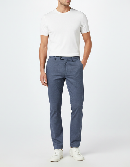 Pantalon Chino Bleu Marine Motif Micro Droit Homme - Polyester