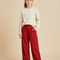 Pantalon Chino Rouge Côtelé Large Enfant Décontracté - Cordé