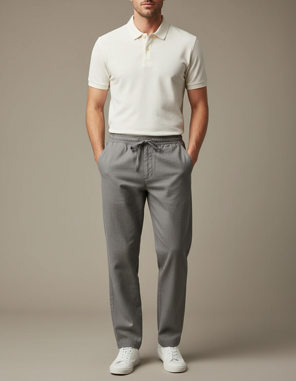 Pantalon Chino Gris Cordon Décontracté Homme Coton
