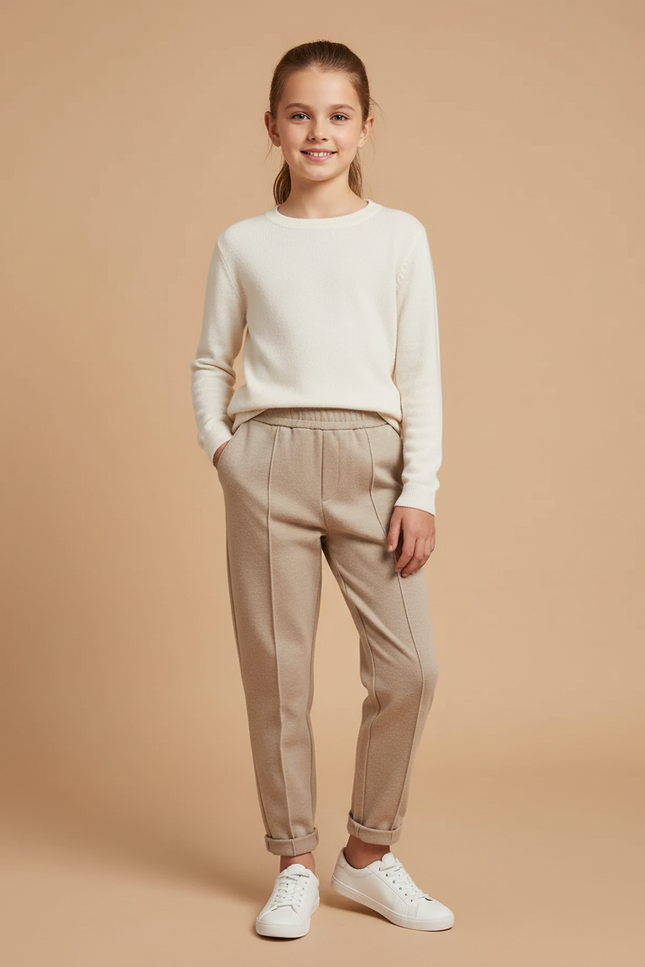 Pantalon Chino Beige Ample Décontracté Enfant - Molleton