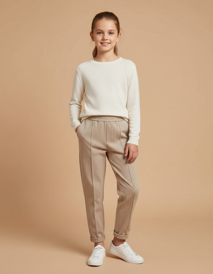 Pantalon Chino Beige Ample Décontracté Enfant - Molleton
