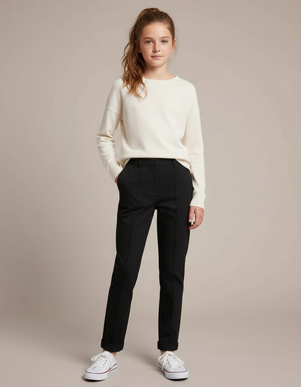 Pantalon Chino Noir Droit Coton Élégant Enfant