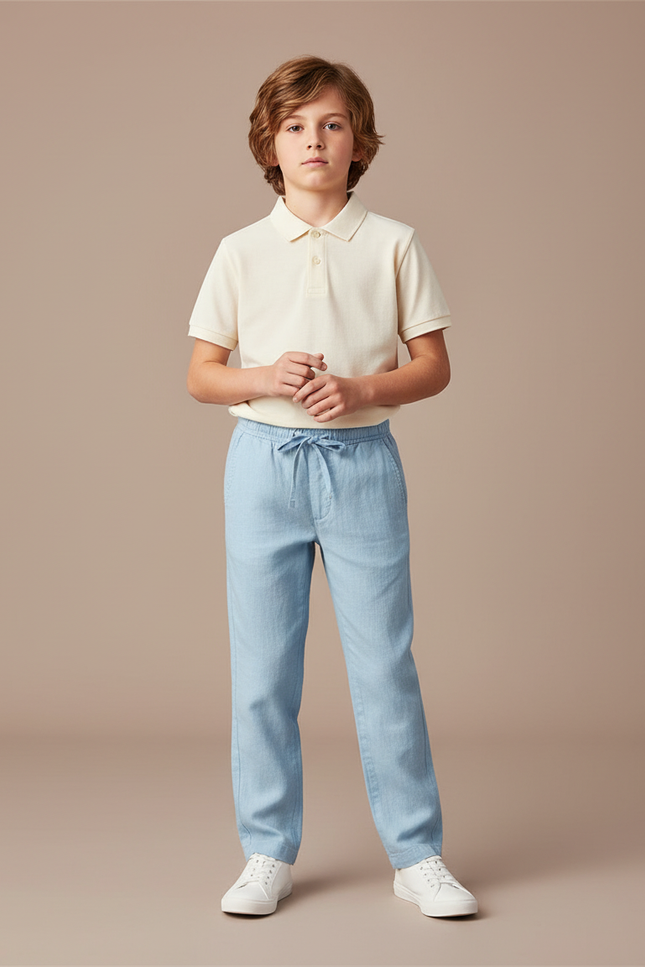 Pantalon Chino Bleu Ciel Ample Lin Enfant