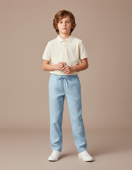 Pantalon Chino Bleu Ciel Ample Lin Enfant