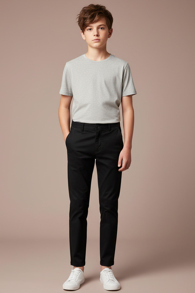 Pantalon Chino Fusele Homme - Noir Coton