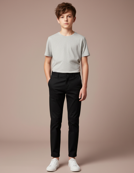Pantalon Chino Fusele Homme - Noir Coton